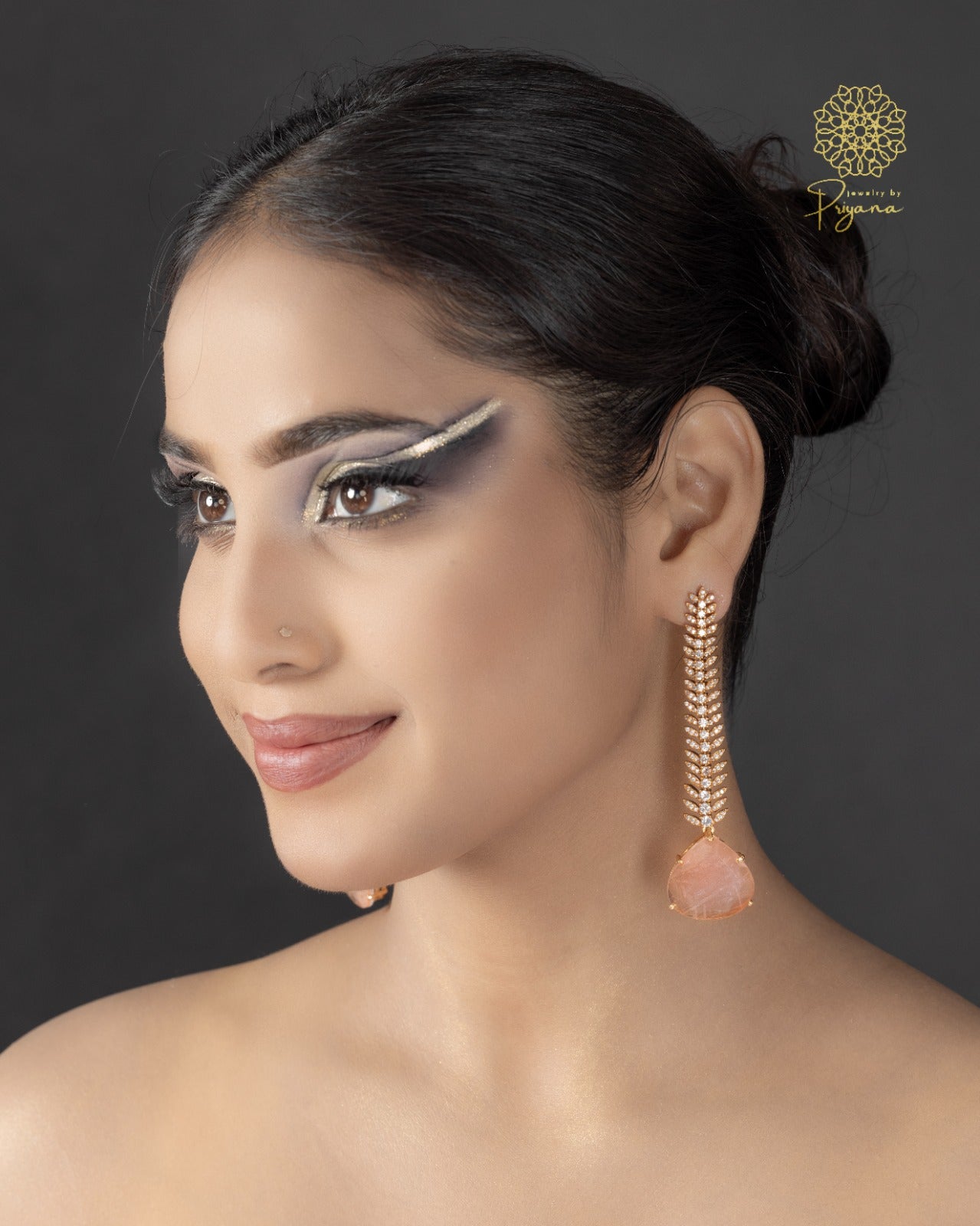 Tarishi Peach Glow Dangler Earrings