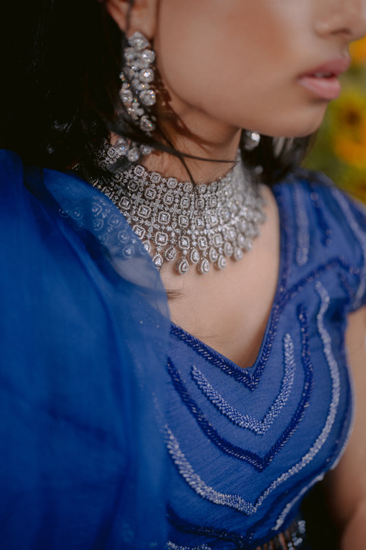 SHARON SILVER CZ - CHOKER SET