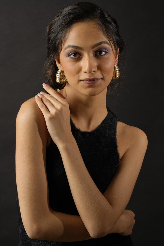 REGAL KUNDAN CRESCENT - EARRINGS