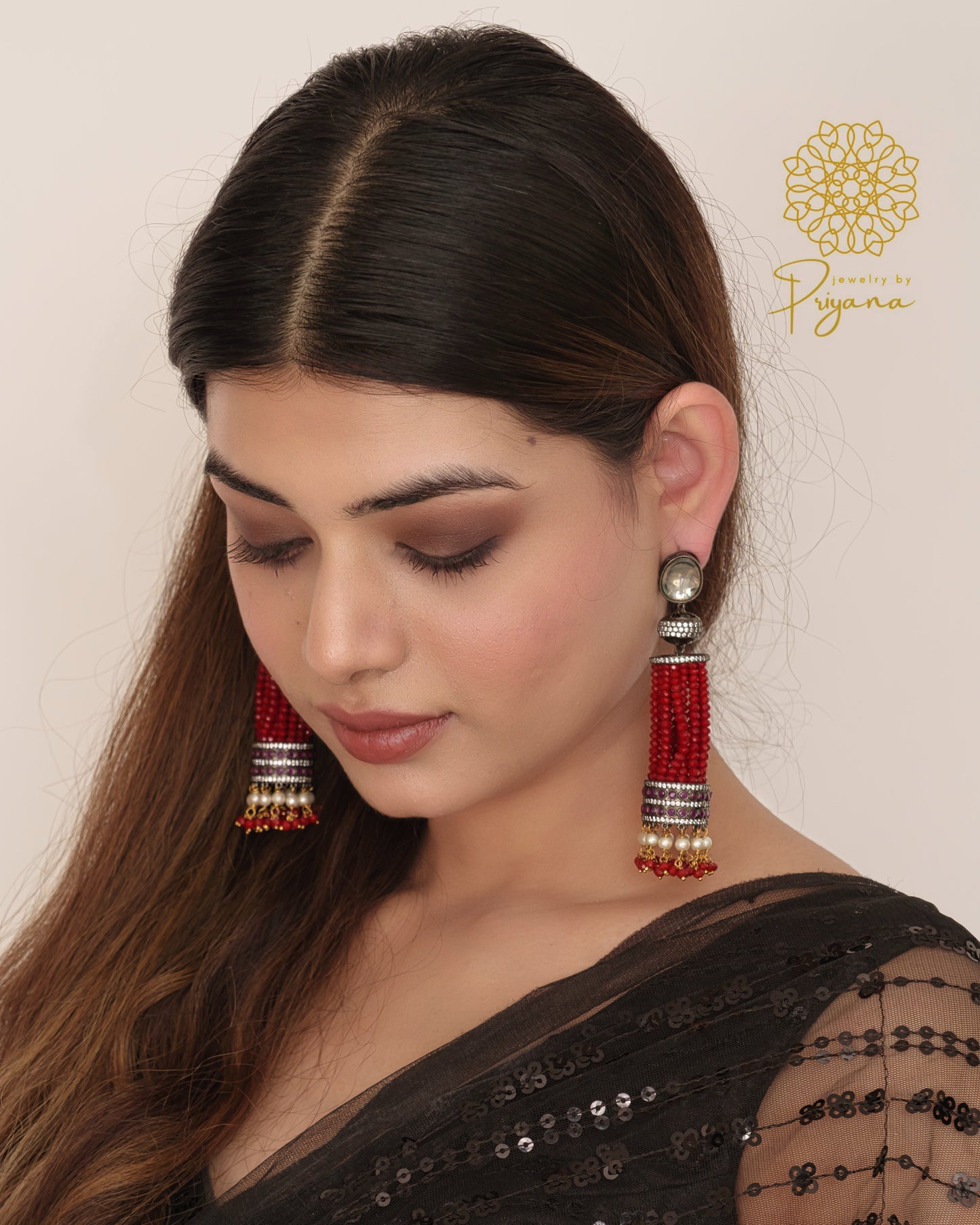 CRIMSON MAJESTY TASSEL EARRINGS