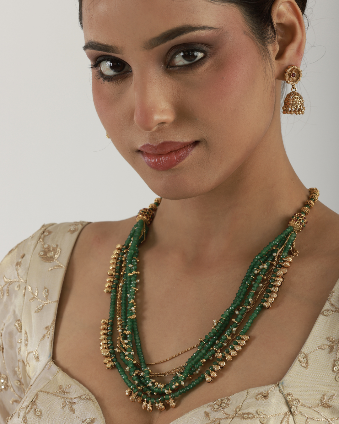 Zareen Emerald Layered Necklace Set