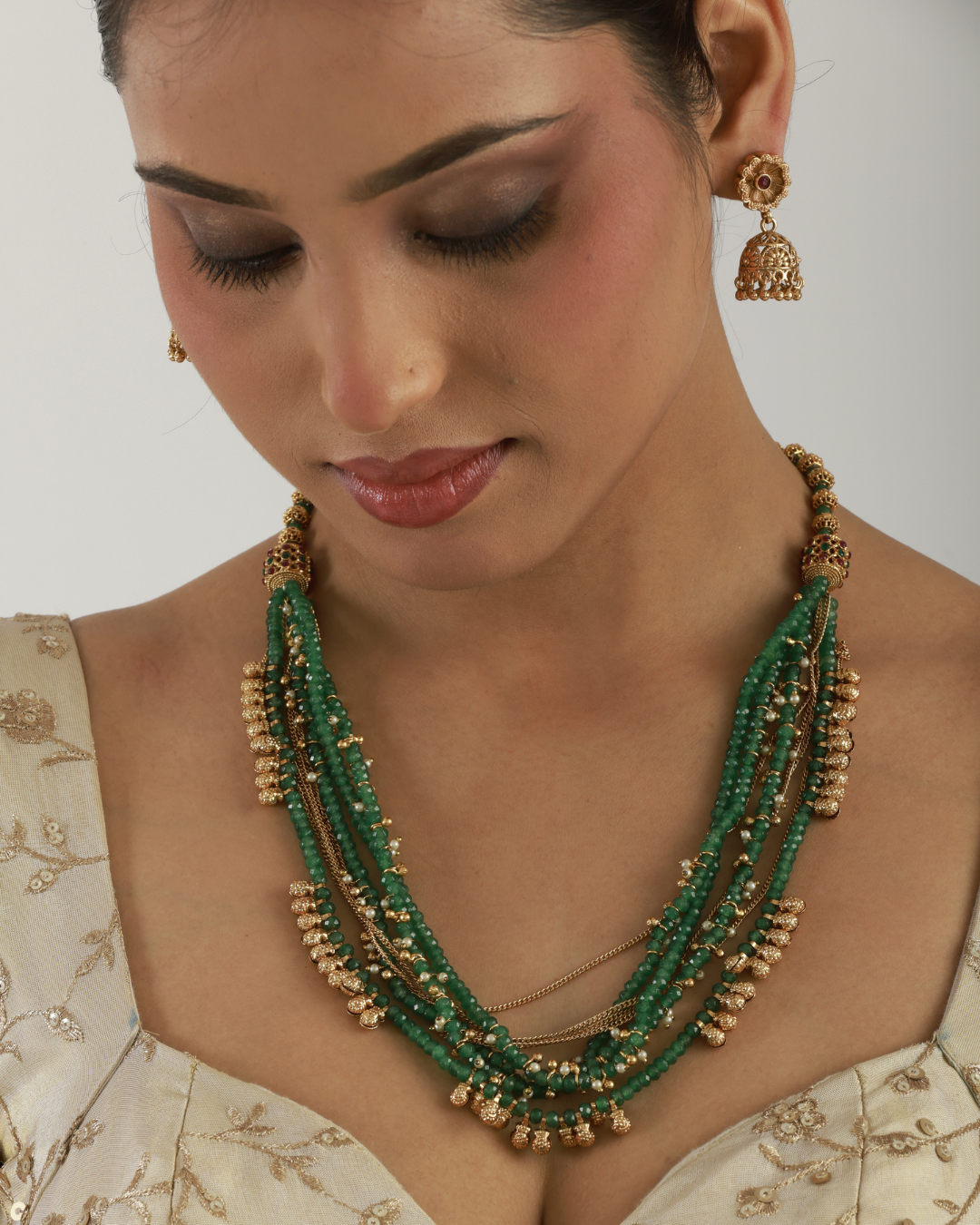Zareen Emerald Layered Necklace Set