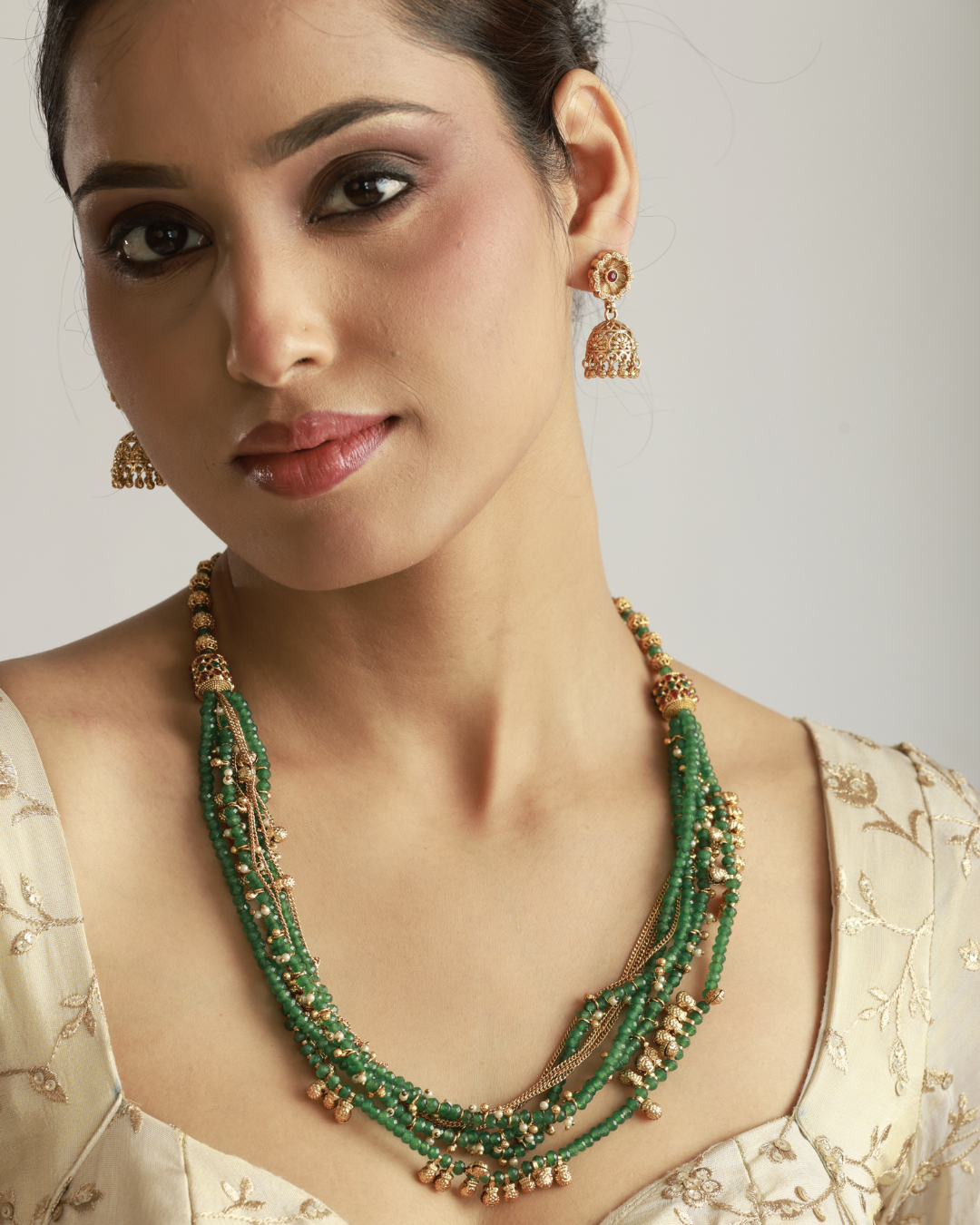 Zareen Emerald Layered Necklace Set