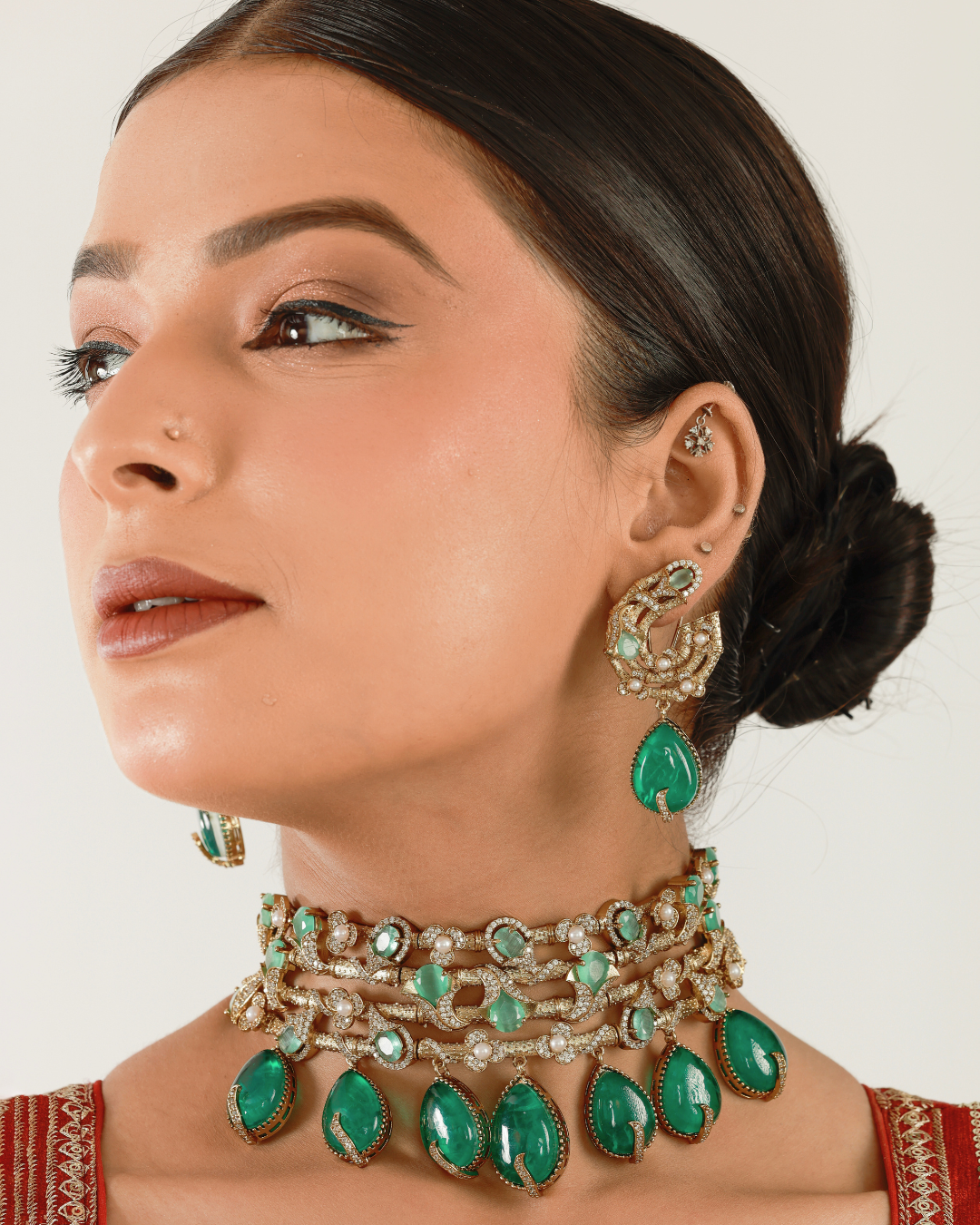 Zehra Emerald Statement Choker Set