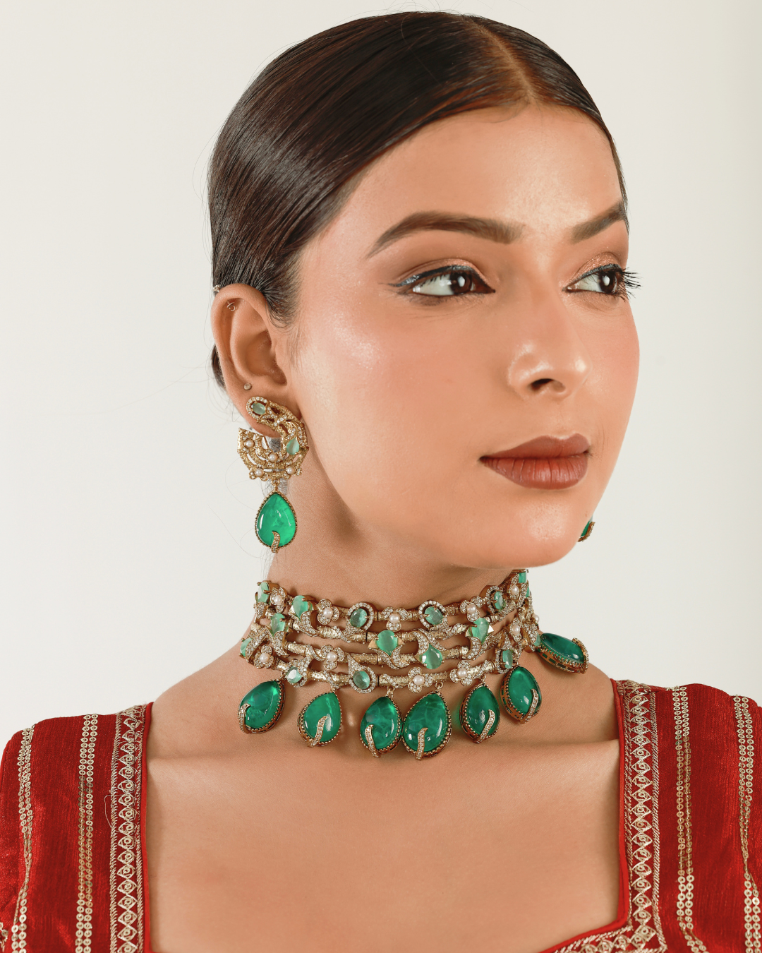 Zehra Emerald Statement Choker Set
