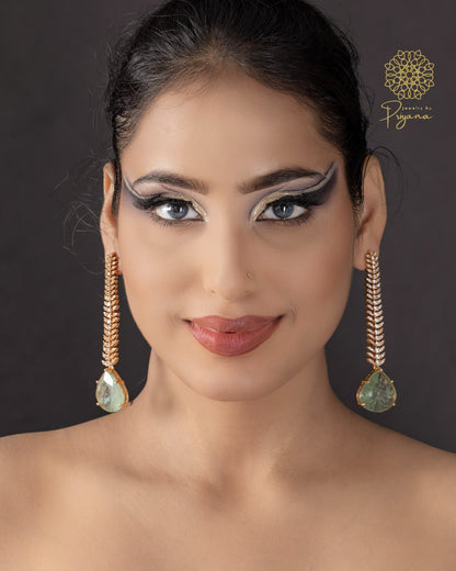 Tarishi Green Glow Dangler Earrings