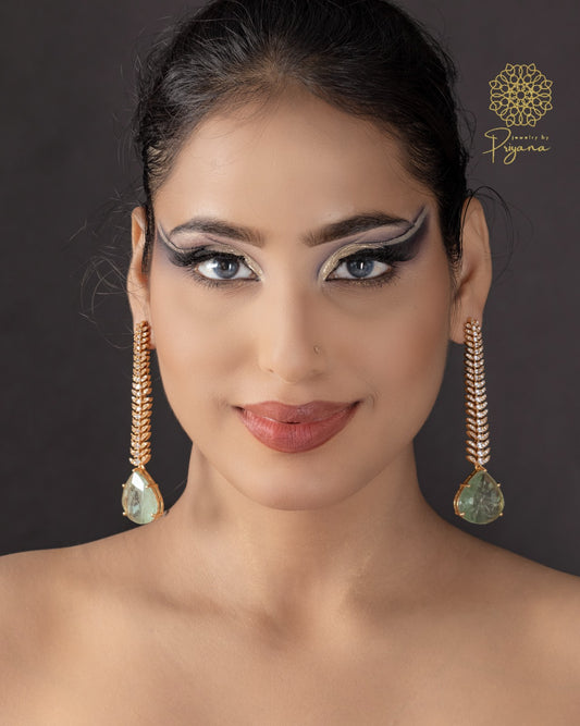 Tarishi Green Glow Dangler Earrings