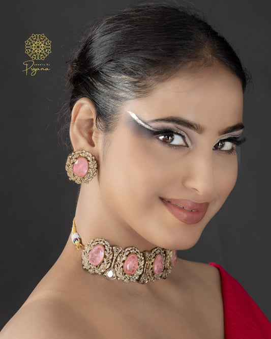Ruhi Peach Necklace Set