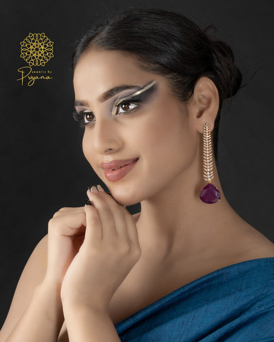 Tarishi Purple Glow Dangler Earrings